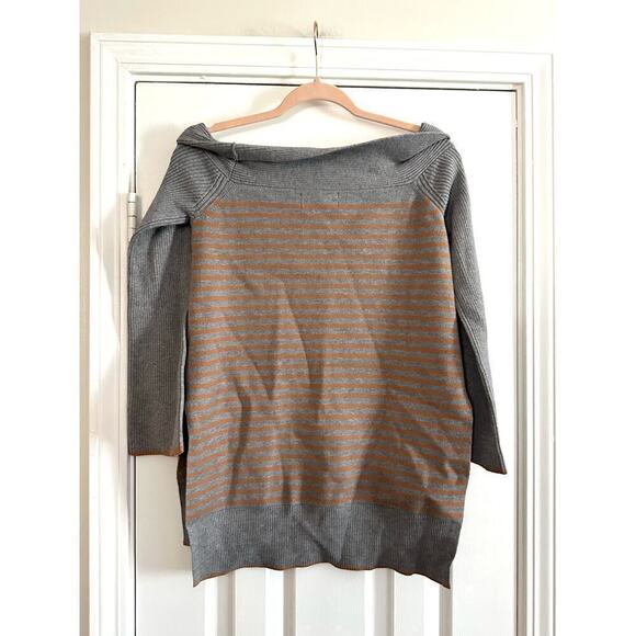 ANTHROPOLOGIE Elise Ribbed Striped Off The Shoulder Sweater High-Low Hem - XS - Picture 8 of 8